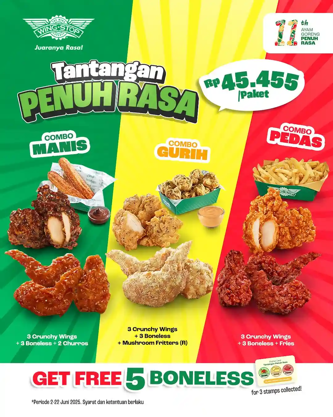 Promo Wingstop Beli Paket Combo 45 Ribu Gratis 5 Boneless