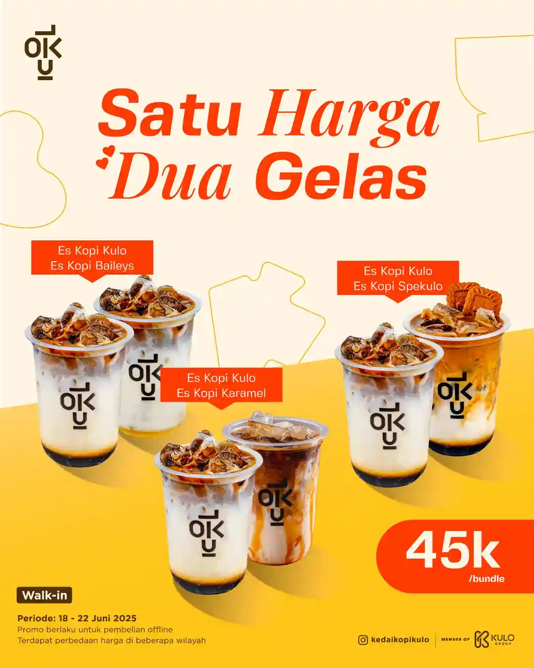 Promo Kedai Kopi Kulo Paket 2 Cup Harga Hanya 45 Ribu