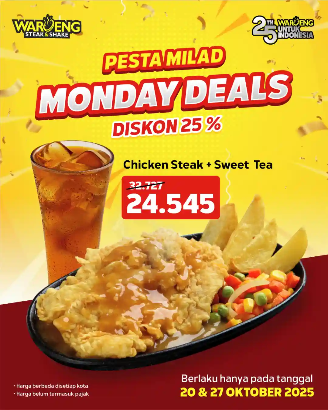 Promo Waroeng Steak Pesta Milad Monday Deals Diskon 25% 1 Promo Waroeng Steak Pesta Milad Monday Deals Diskon 25