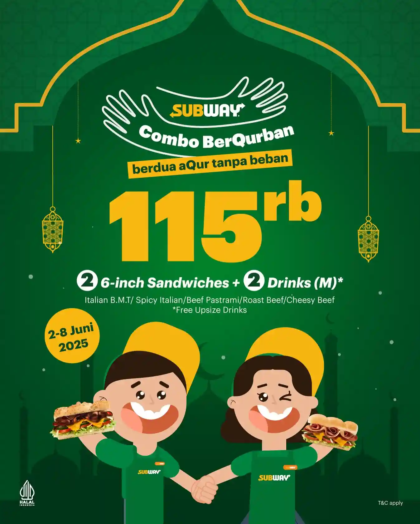 Promo Subway Combo BerQurban Paket Berdua Hanya 115 Ribu