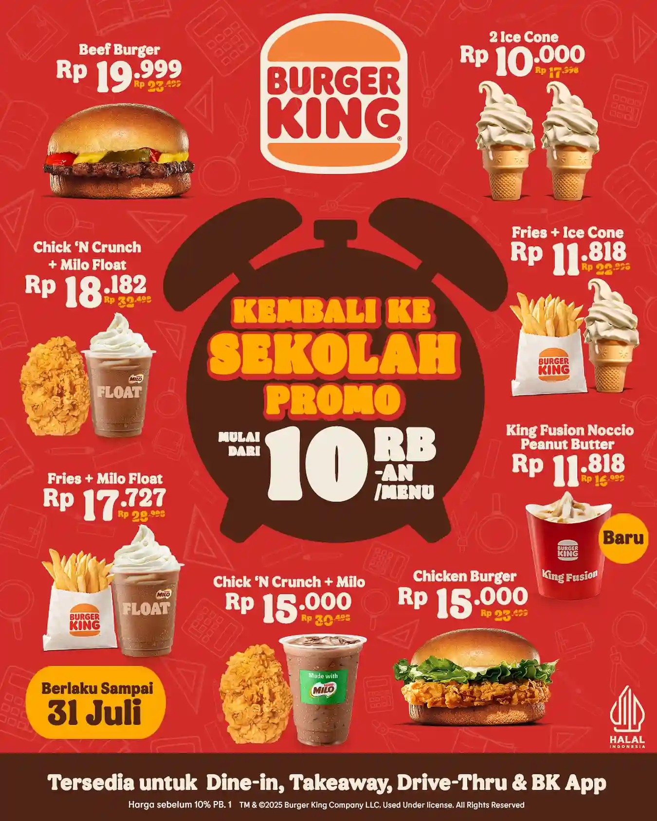 Promo Burger King Spesial Kembali Ke Sekolah Mulai 10 Ribuan