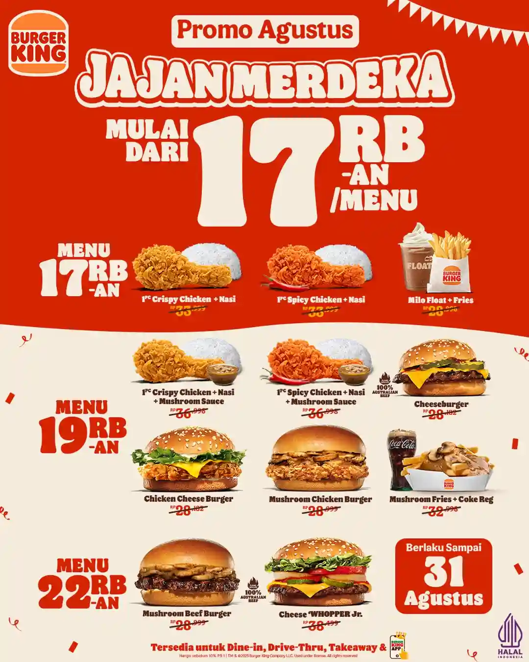 Promo Burger King Jajan Merdeka Harga Menu Mulai 17 Ribuan