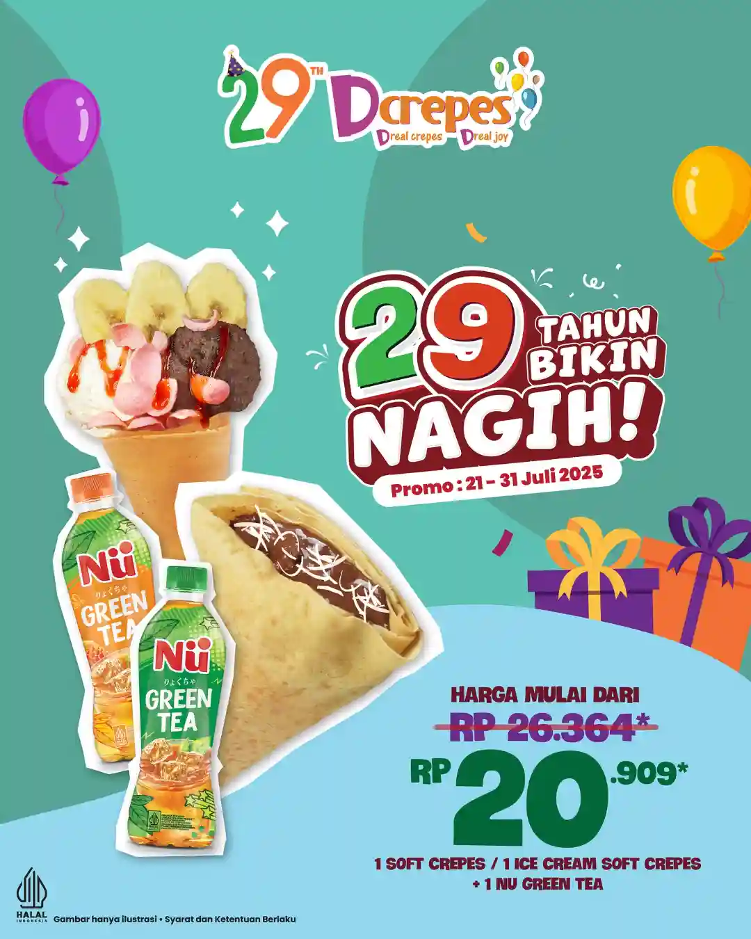 Promo Dcrepes Spesial Anniversary 29th Paket Menu 20 Ribuan