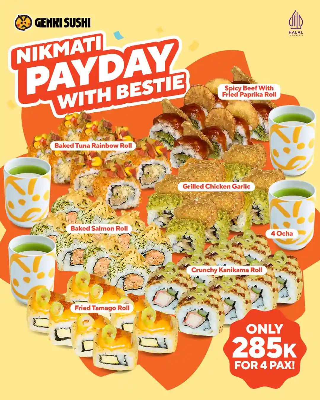 Promo Genki Sushi Payday 6 Supreme Sushi + 4 Ocha 285 Ribu (2)