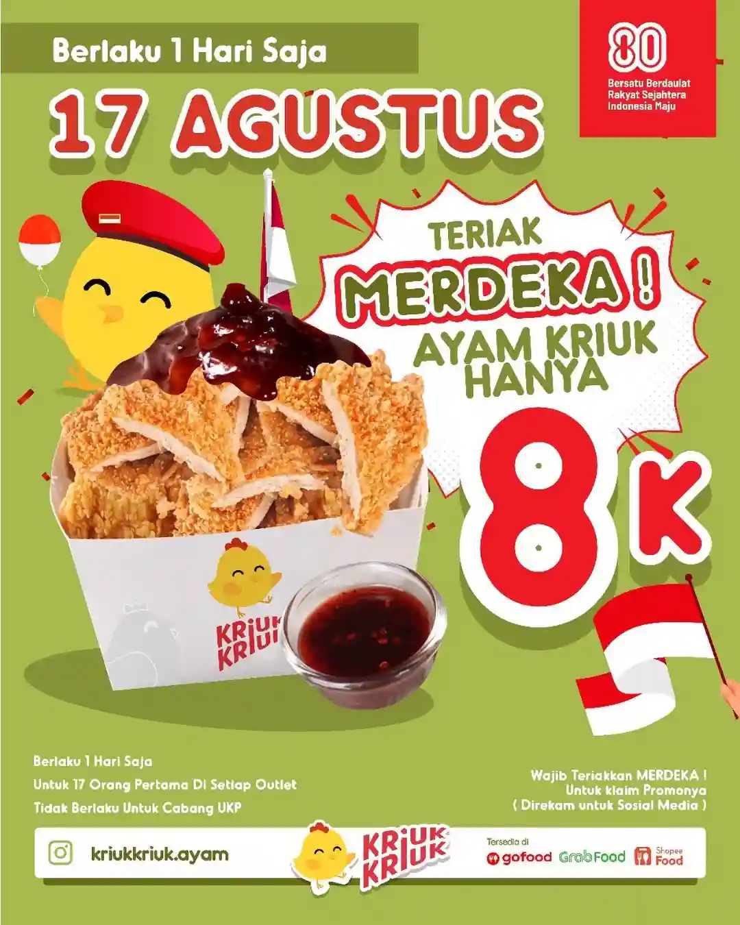 Promo Kriuk Kriuk Spesial Merdeka Ayam Kriuk Hanya 8 Ribu