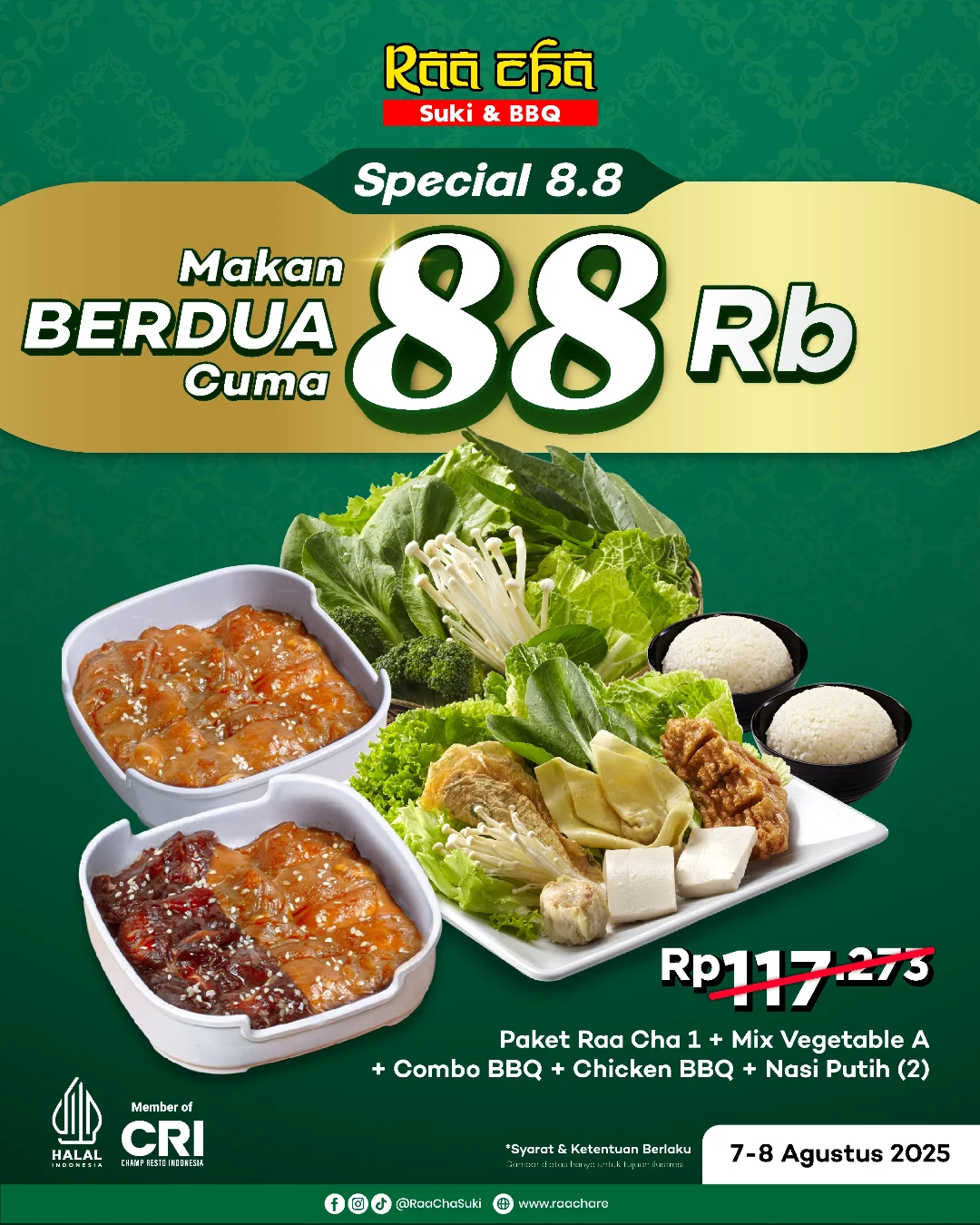 Promo Raa Cha Spesial 8.8 Makan Berdua Hanya 88 Ribu