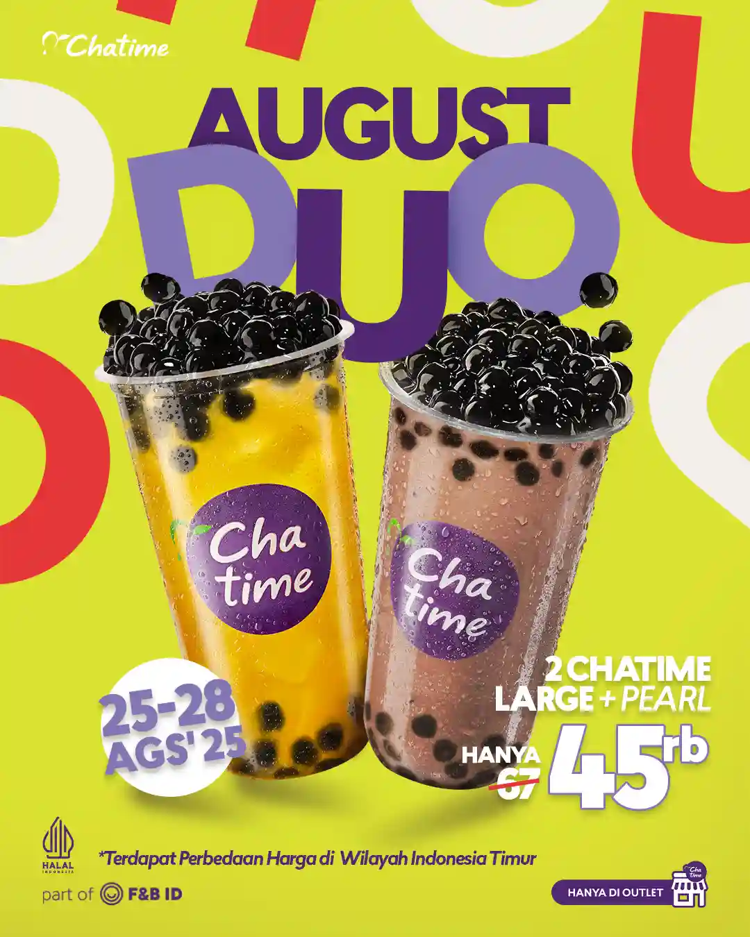 Promo Chatime Harga Spesial 2 Large Cup Hanya 45 Ribu