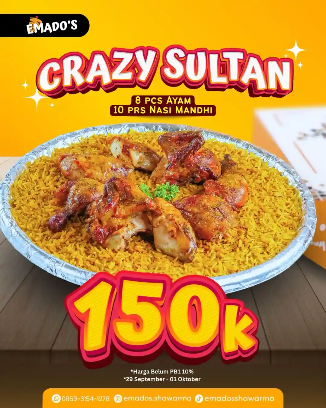Promo Emados Shawarma Paket Crazy Sultan Hanya 150 Ribu