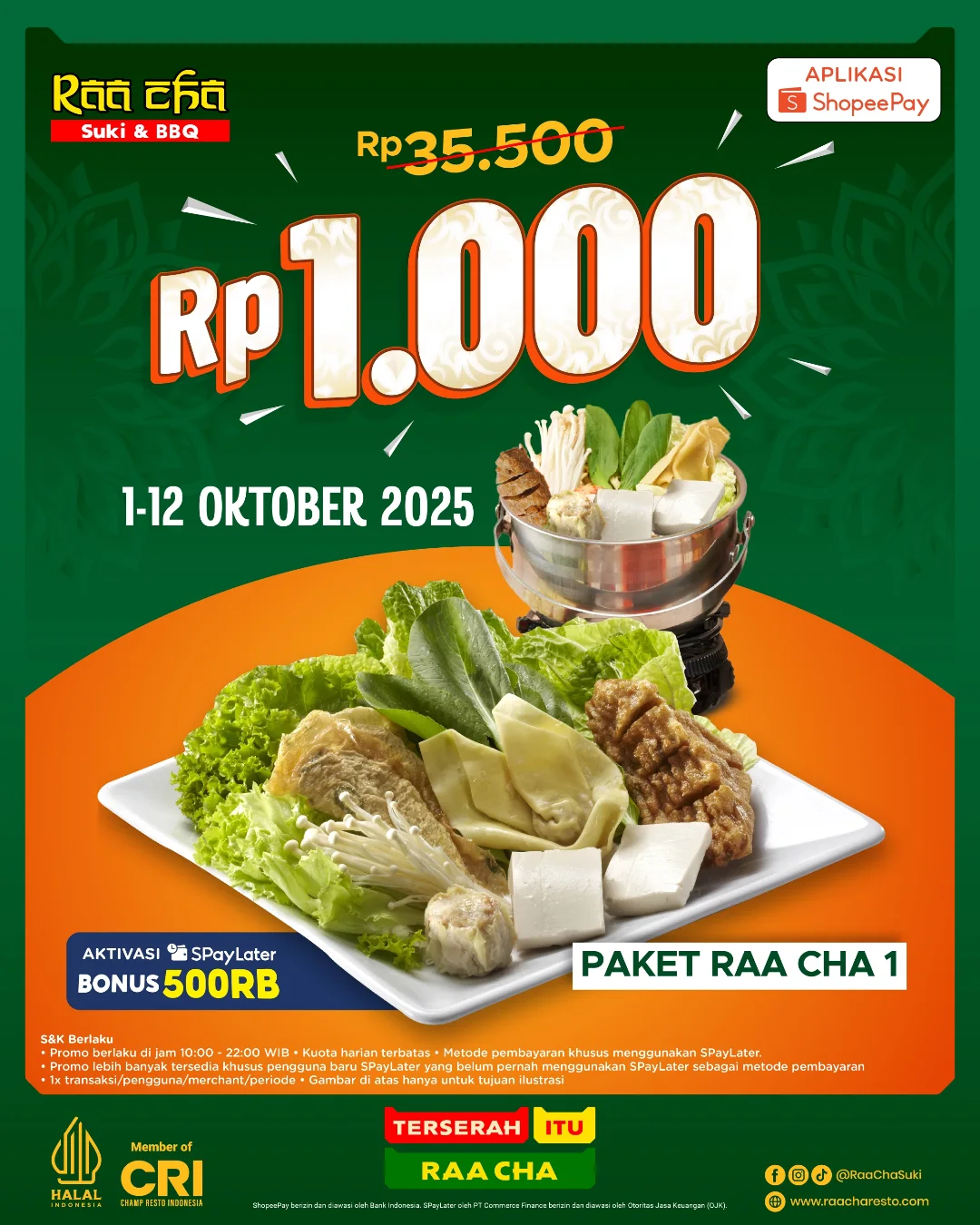 Promo Raa Cha Paket Raa Cha 1 Hanya Rp1.000 ShopeePay