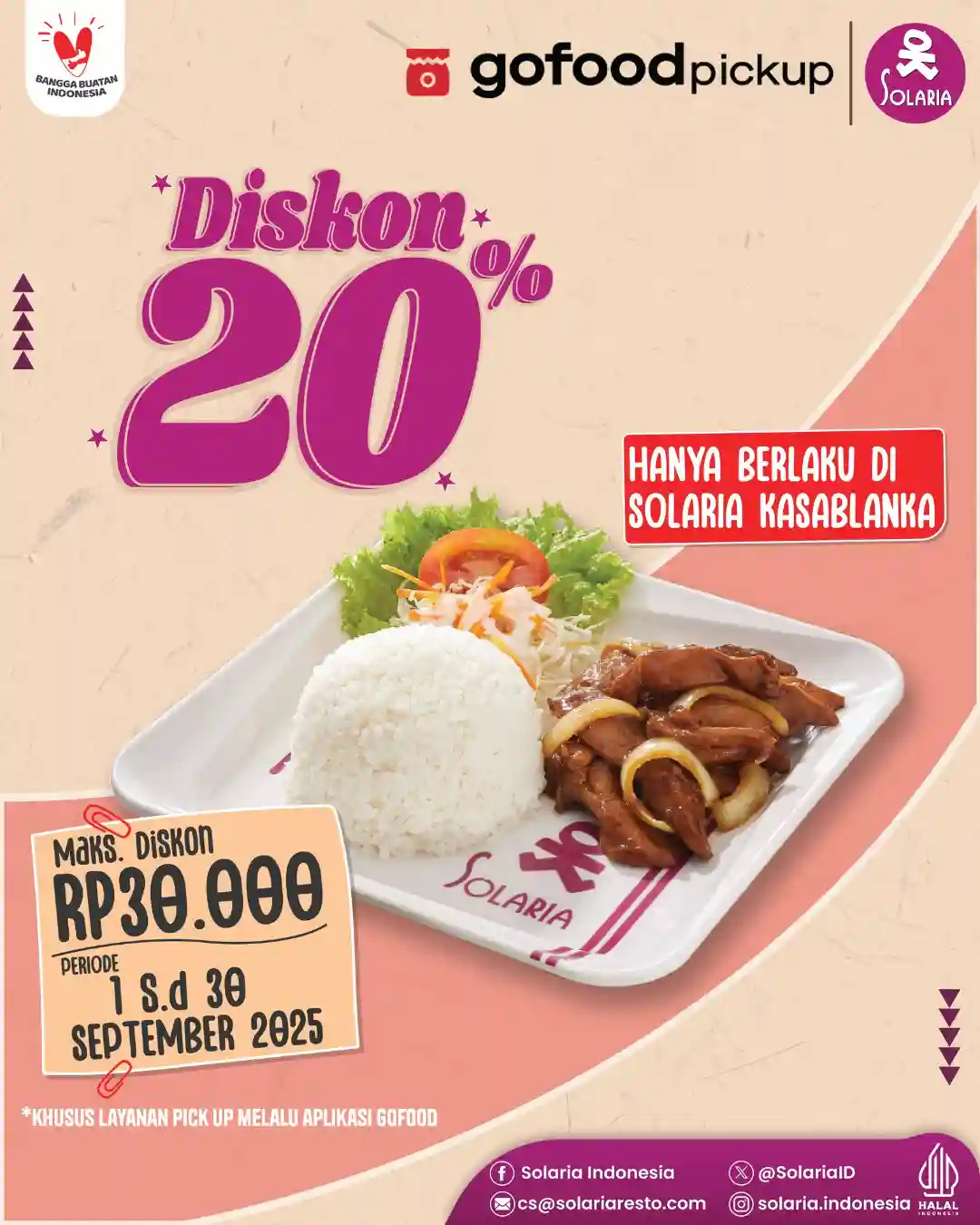 Promo Solaria GoFood Pickup Diskon 20% Untuk Semua Menu