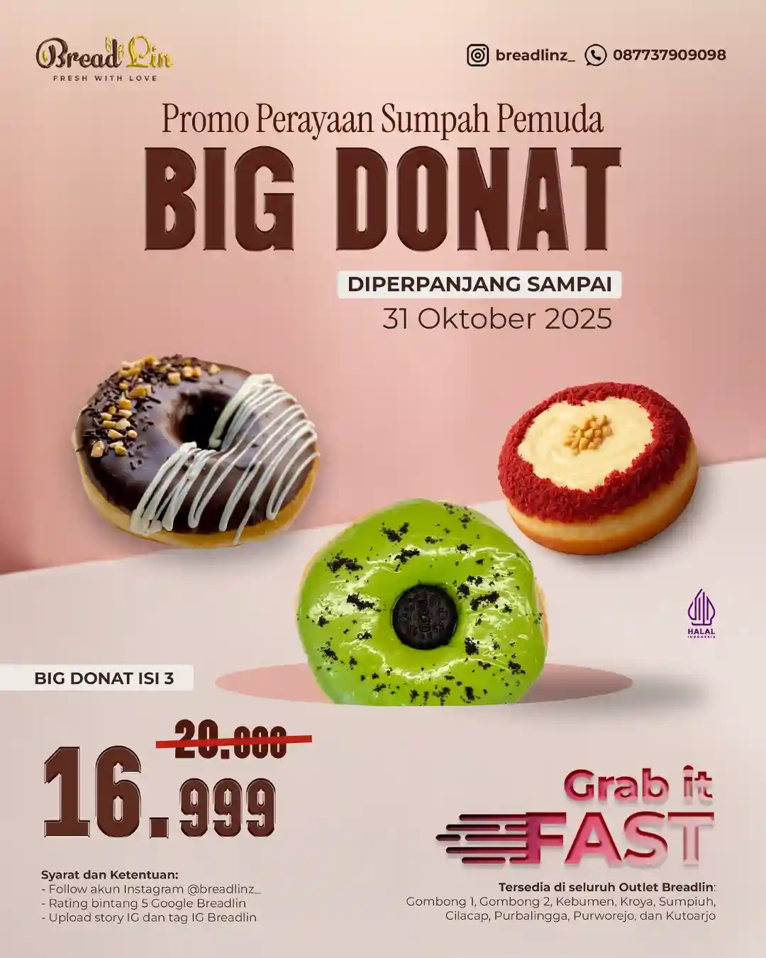 Promo Breadlin Harga Spesial Sumpah Pemuda Big Donat 16 Ribu 1 Promo Breadlin Harga Spesial Sumpah Pemuda Big Donat 16 Ribu