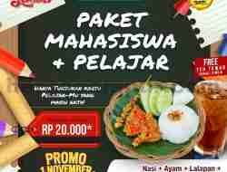 Promo Ayam Gepuk Pak Gembus Paket Pelajar Hanya 20Ribu