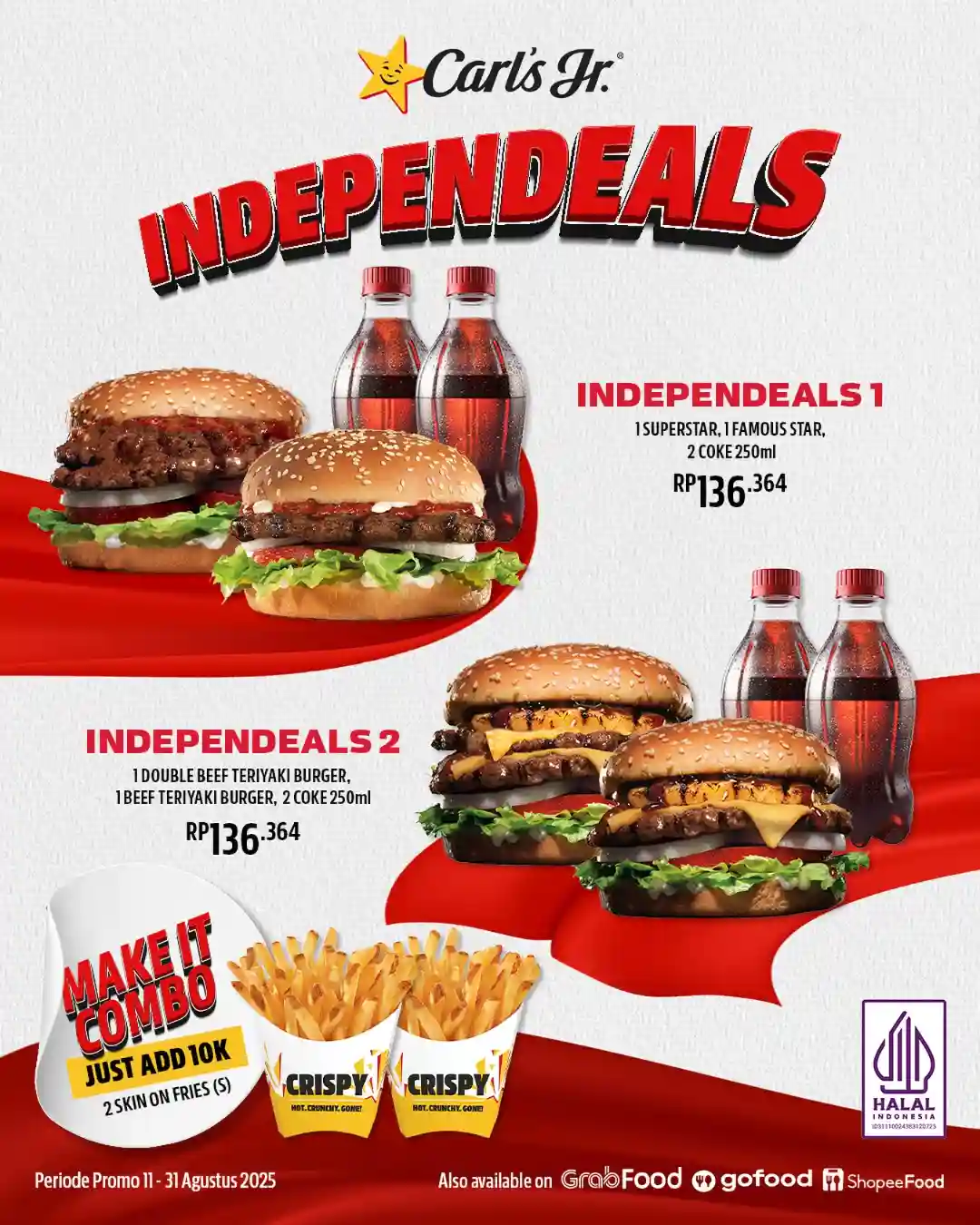 Promo Carls Jr Paket Independeals Harga Hanya 136 Ribuan