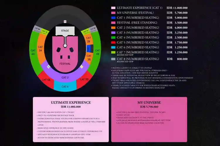 Harga Tiket Konser Coldplay Jakarta 2023