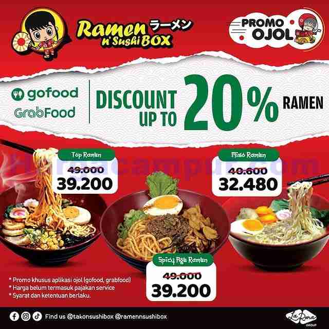 Promo Ramen N Sushi Box Diskon Hingga 50% Khusus Gofood & GrabFood 1