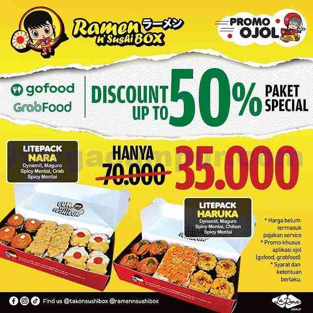 Promo Ramen N Sushi Box Diskon Hingga 50% Khusus Gofood & GrabFood 2