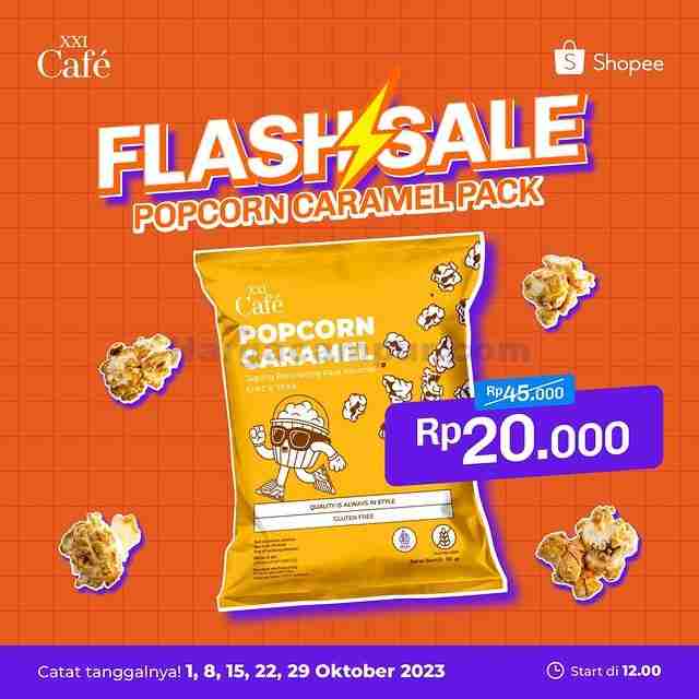 Promo XXI Cafe Flash Sale Popcorn Caramel Pack Hanya 20Ribu