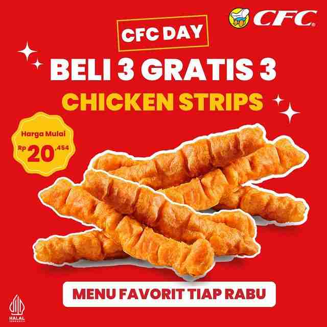 Promo CFC Rabu Beli 3 Gratis 3 Chicken Strips September 2023