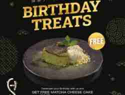 Promo Sushi Hiro Birthday Treats Gratis Matcha Cheesecake