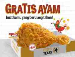 Promo Texas Chicken Gratis Ayam Untuk Yang Berulang Tahun