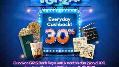 Promo Cinema XXI Cashback 30% Dengan QRIS Bank Raya