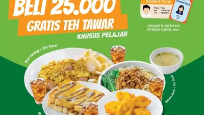 Promo ES Teler 77 Spesial Pelajar Gratis Es Teh Tawar