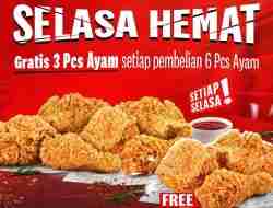 Promo KFC Selasa Hemat Beli 6 Ayam Gratis 3 Ayam