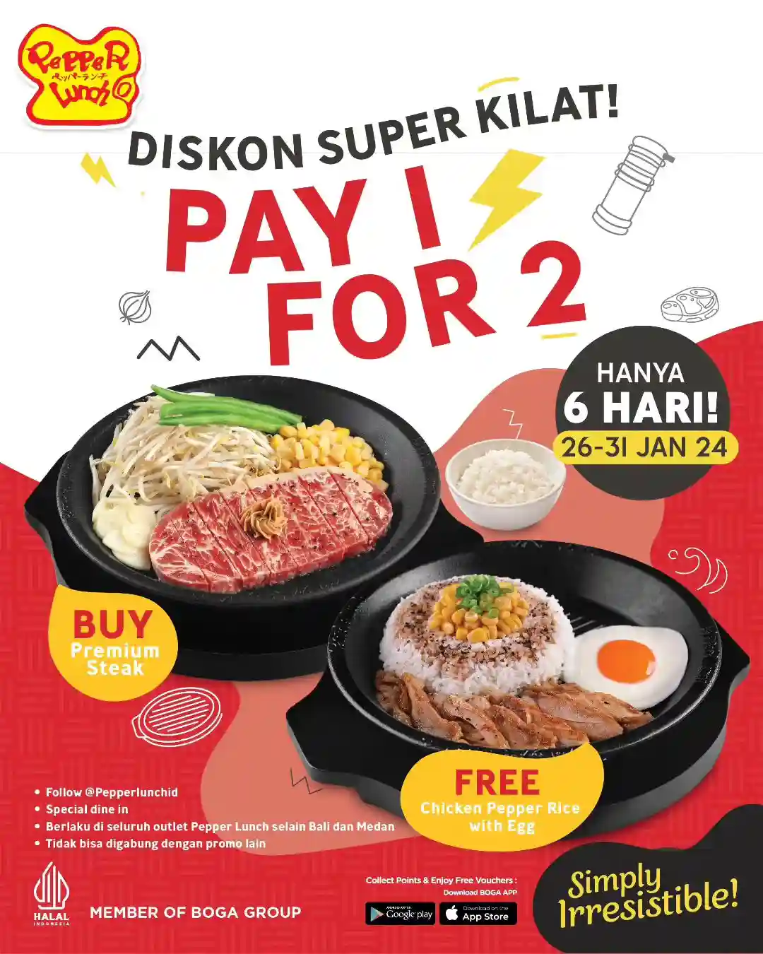 Promo Pepper Lunch Pay 1 For 2 Periode 26 - 31 Januari 2024