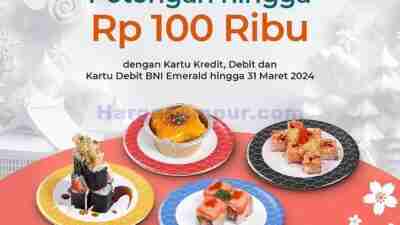 Promo Tom Sushi Diskon Hingga 100 Ribu Khusus Debit & Kredit BNI