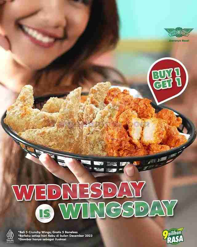 Promo WINGSTOP WEDNESDAY is WINGSDAY BELI 5 GRATIS 5 Boneless Wings