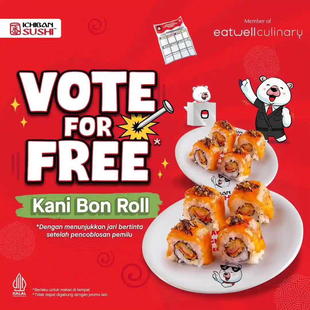 Promo Ichiban Sushi Spesial Pemilu Periode 14 Februari 2024