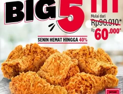 Promo KFC Big 5 Harga Spesial Mulai 60Ribuan