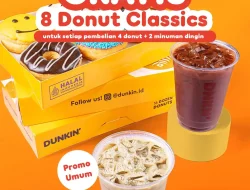 Promo Dunkin Donuts Gratis 8 Donut Classic 3 – 5 Juli 2024