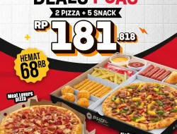 Promo PHD Weekend Deals Puas 2 Pizza + 5 Snack 68Ribu