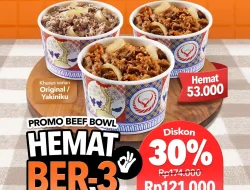 Promo Yoshinoya Beef Bowl Hemat Ber-3 Diskon 30% ShopeeFood