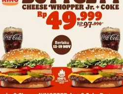 Promo Burger King Beli 1 Gratis 1 Cheese Whopper Jr + Coke