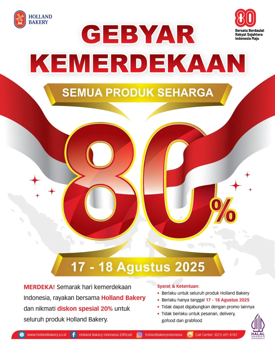 Promo Holland Bakery Gebyar Kemerdekaan Diskon 80%