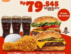 Promo Burger King Spesial Gajian Paket Bertiga 79Ribu