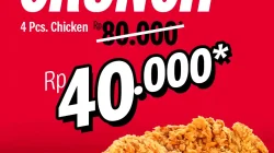 Promo KFC Midweek Crunch Beli 4 Pcs Ayam Hanya 40 Ribu