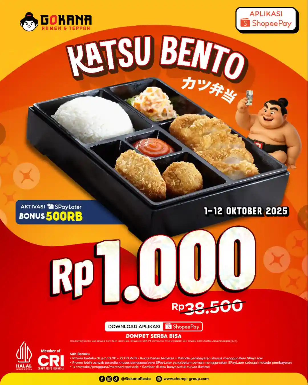 Promo Gokana Beli Katsu Bento Hanya Rp1.000 Pakai ShopeePay