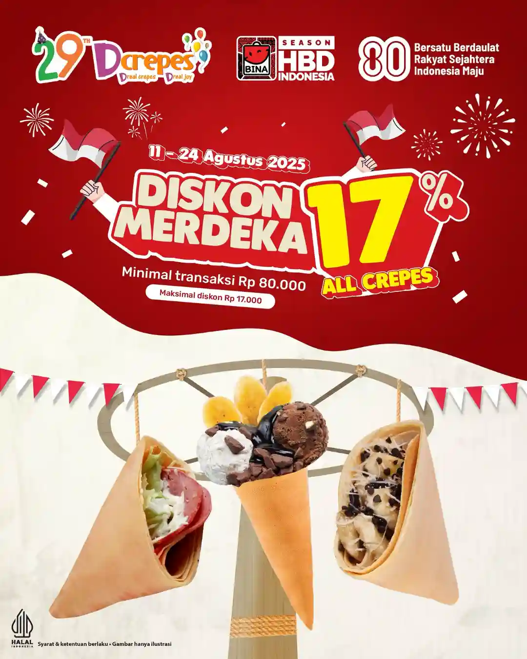 Promo Dcrepes Spesial Diskon Merdeka 17% All Crepes