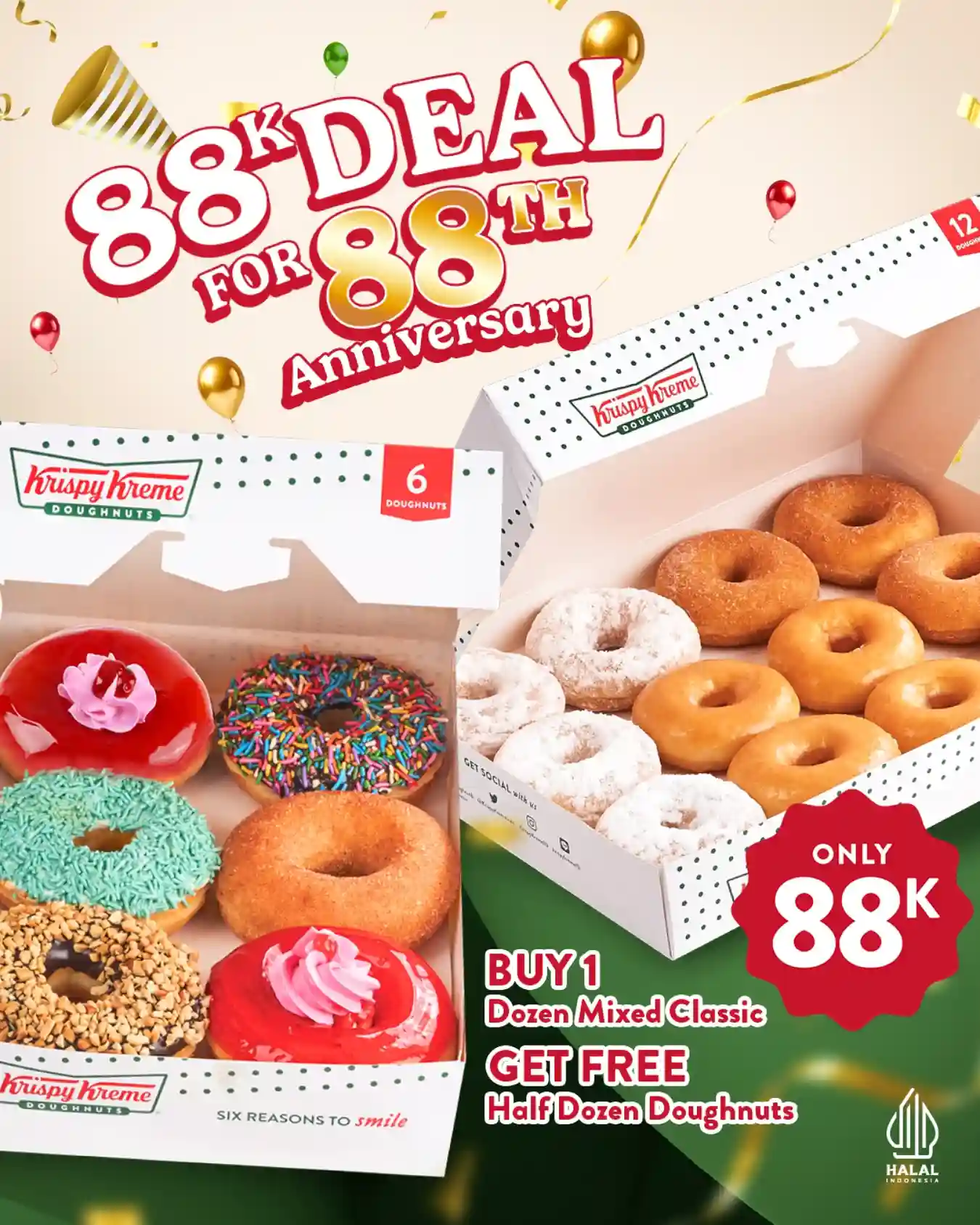 Promo Krispy Kreme 88th Anniversary 18 Donat Hanya 88 Ribu