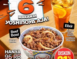 Promo Yoshinoya Spesial 6.6 Beef Bowl + Elixir Hanya 66 Ribu