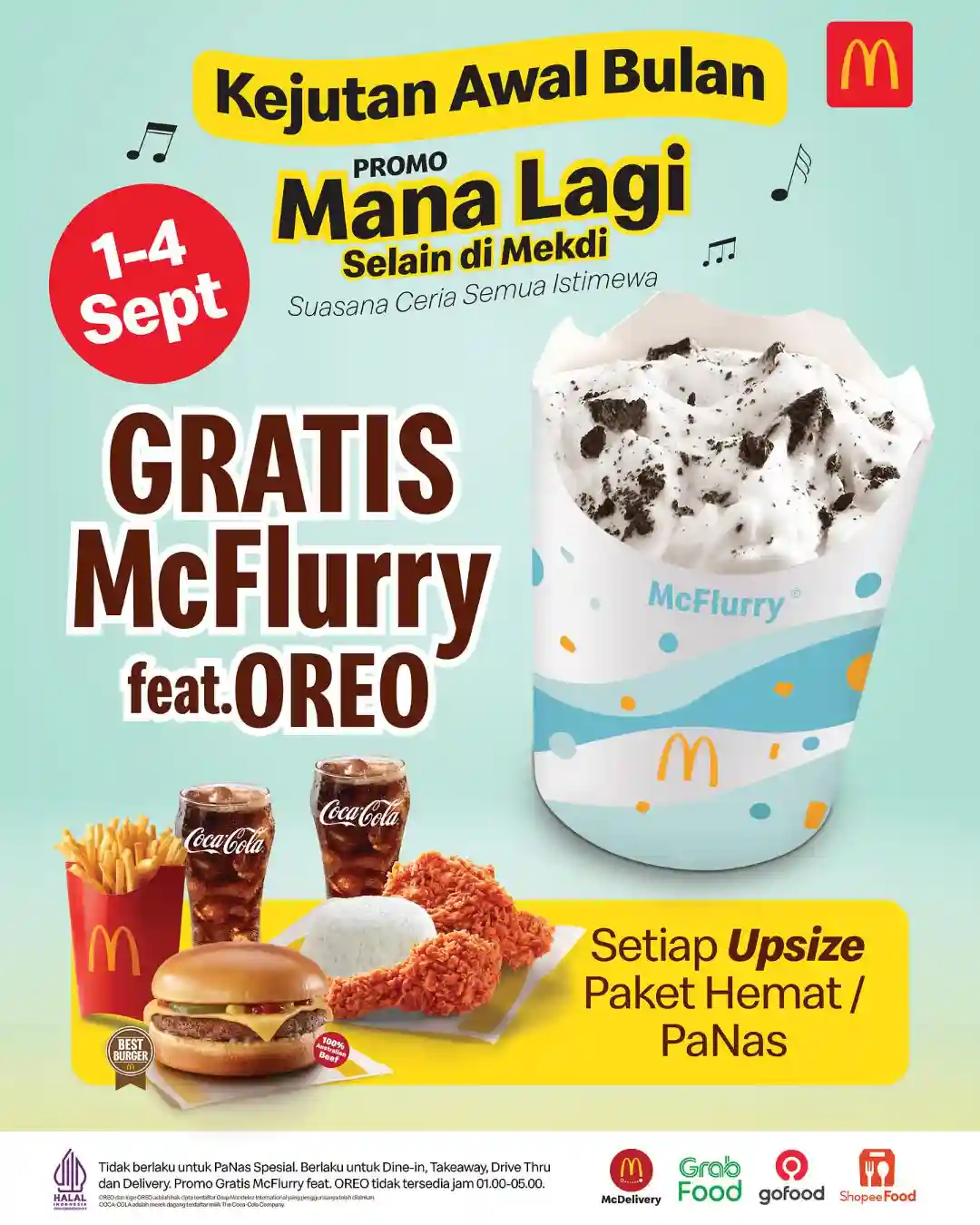 Promo McDonalds Upsize Paket Menu Gratis McFlurry feat. OREO