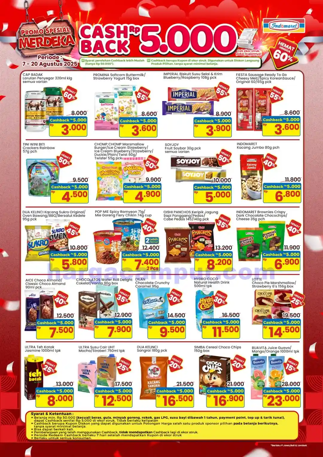 Promo Indomaret Cashback 5.000 Hemat 60% Spesial Merdeka