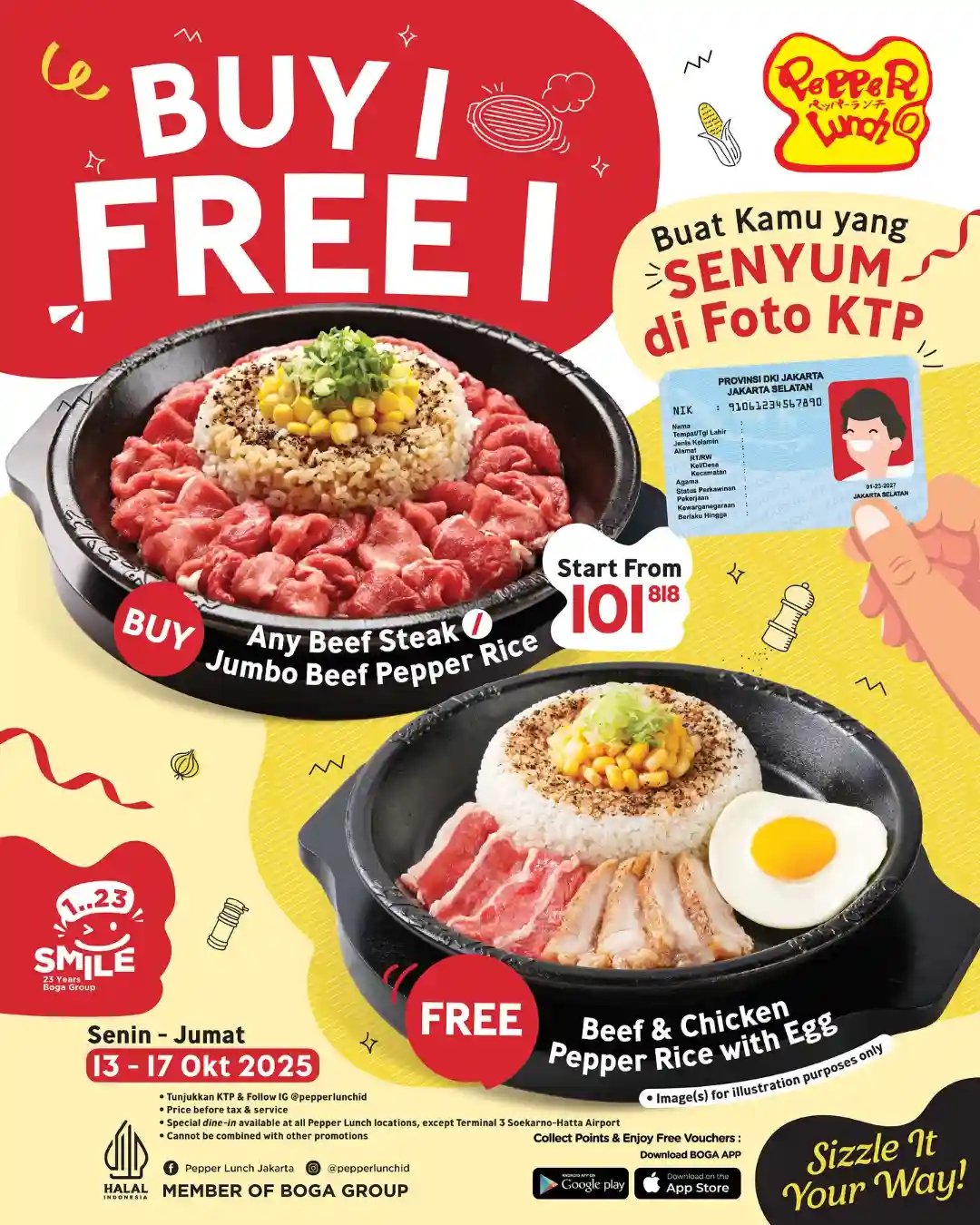 Promo Pepper Lunch Spesial Senyum di KTP Beli 1 Gratis 1