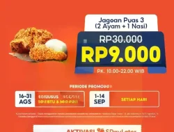 Promo KFC Spesial 9.9 Paket Jagoan Puas 3 Hanya 9 Ribu