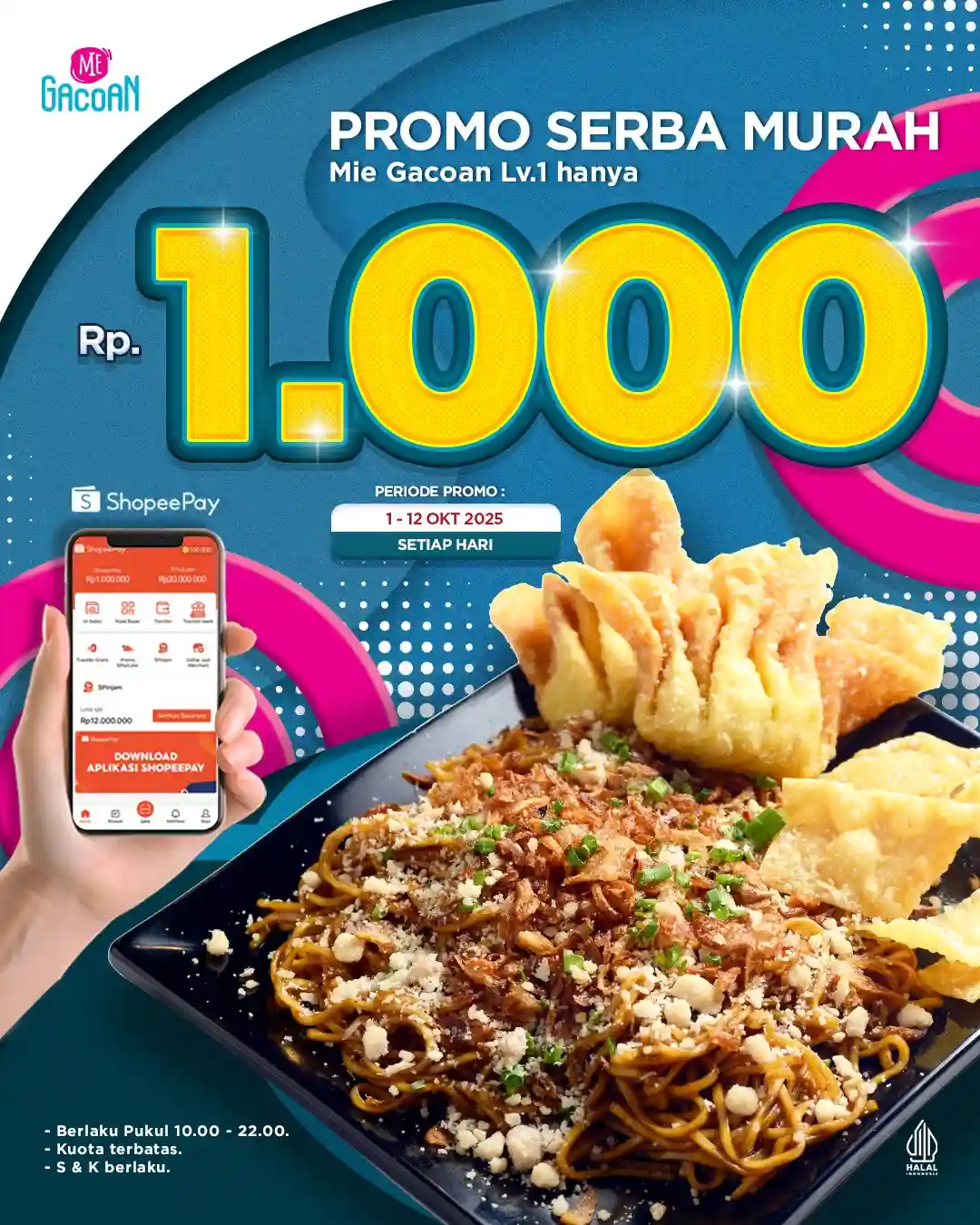 Promo Mie Gacoan Spesial 10.10 Hanya Rp1.000 Pakai ShopeePay