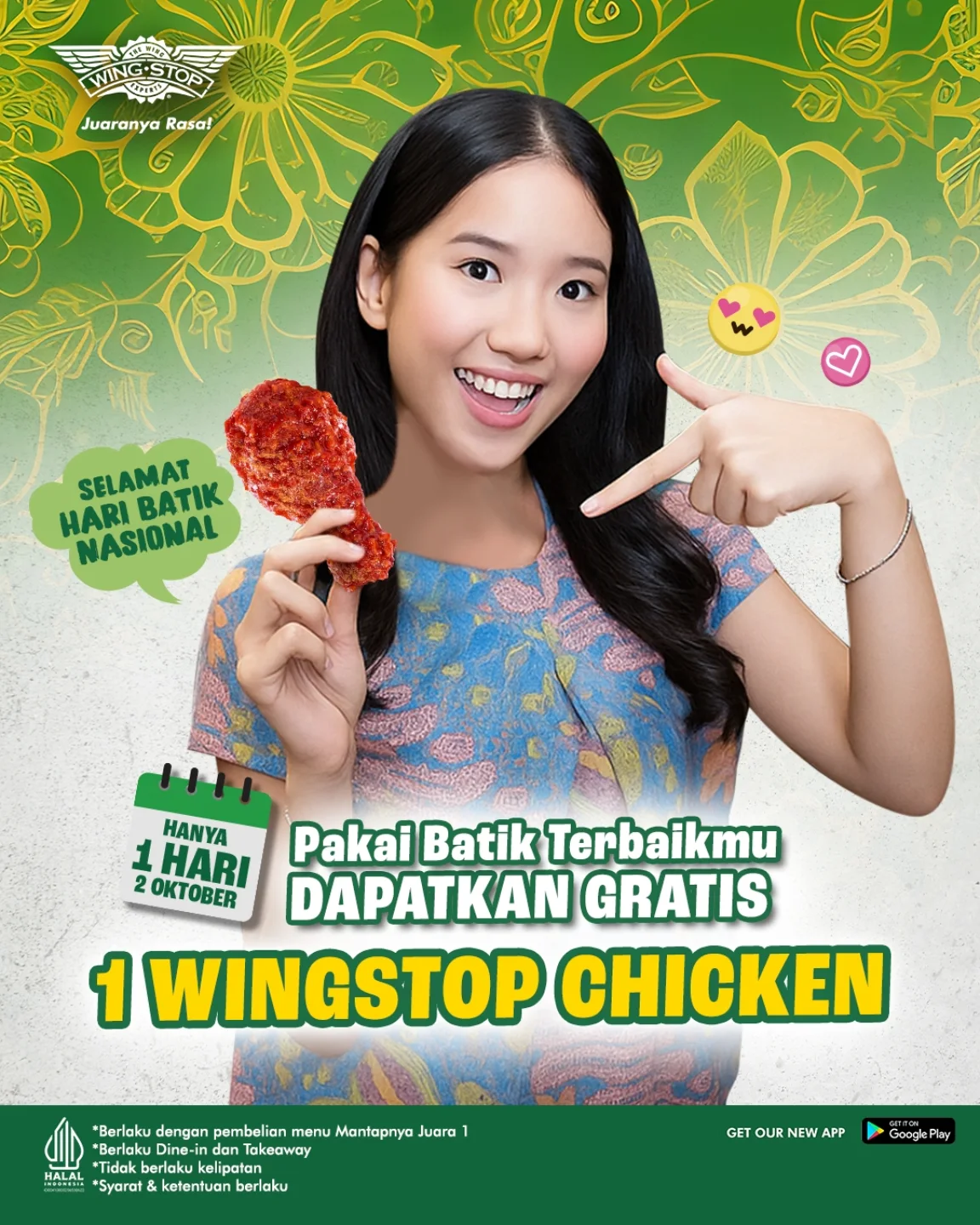 Promo Wingstop Hari Batik Nasional Gratis 1 Wingstop Chicken