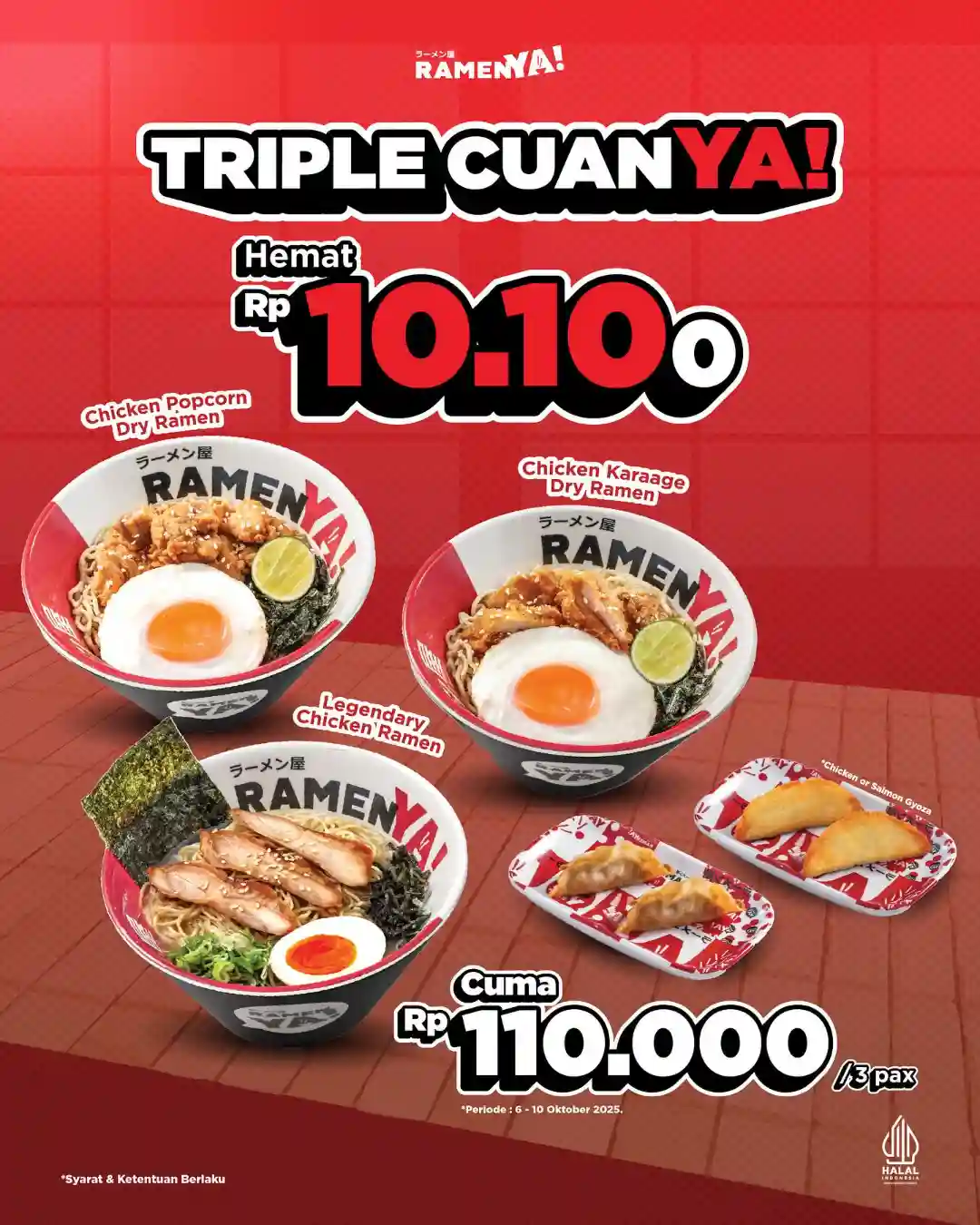 Promo RamenYa Spesial 10.10 Paket Bertiga Hanya 110 Ribu